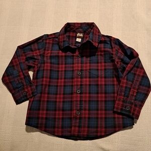 Tea Collection boys 12-18 months plaid button down shirt